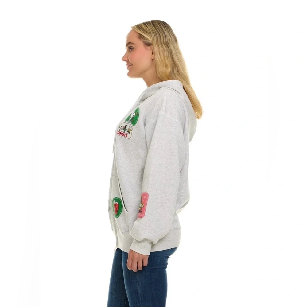 Women’s Peanuts Full Zip Hoodie With Character Patches Size XS - Picture 4 of 10